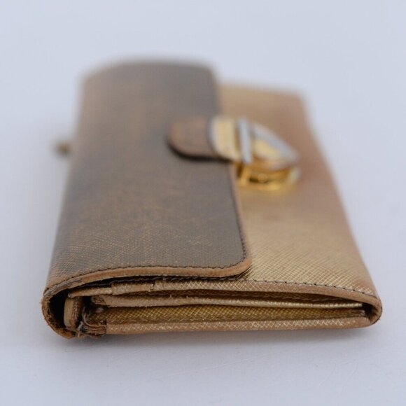 Prada Gold Saffiano Leather Pushlock Flap Wallet - Picture 6 of 14